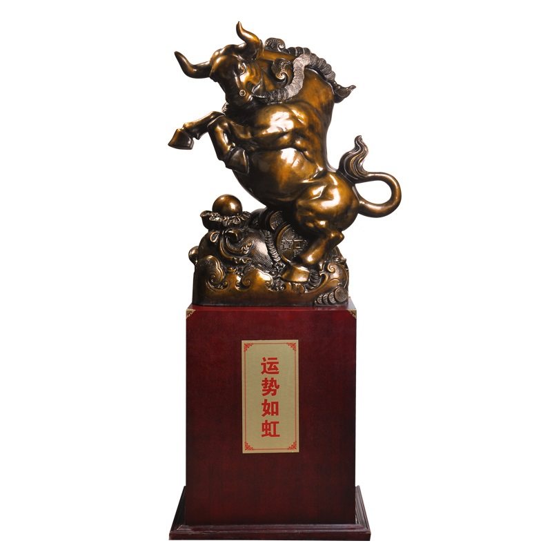 大型落地铜牛摆件运势如虹工艺装饰品办公桌室客厅铜华尔街牛