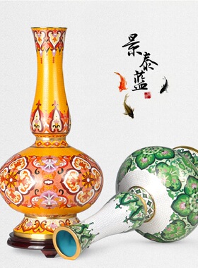 北京手工制造景泰蓝蝶花瓶