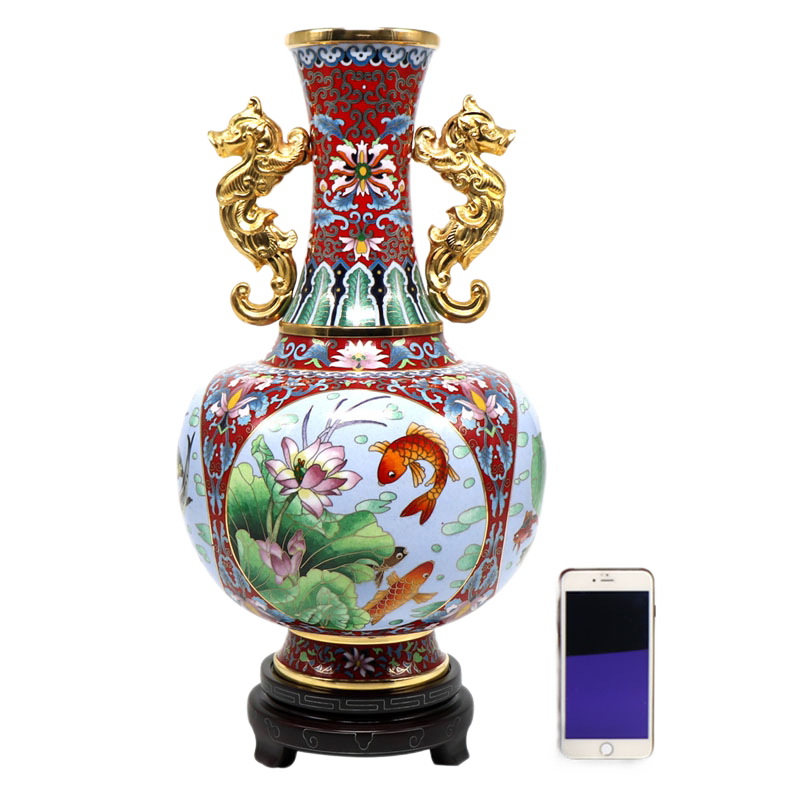 景泰蓝花瓶10寸花鸟盘多色可选