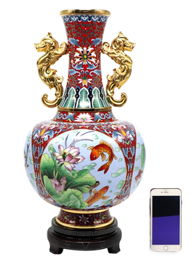 景泰蓝花瓶10寸花鸟盘多色可选