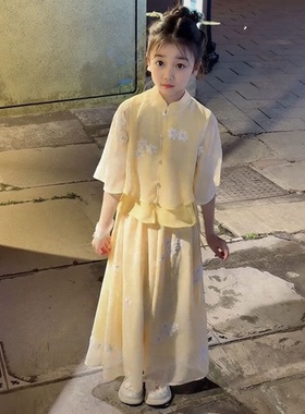 女童碎花套装夏中大童新中式女装