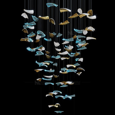 欢乐别墅售楼部沙盘大厅堂定制艺术玻璃展厅创意大型酒店装饰吊灯