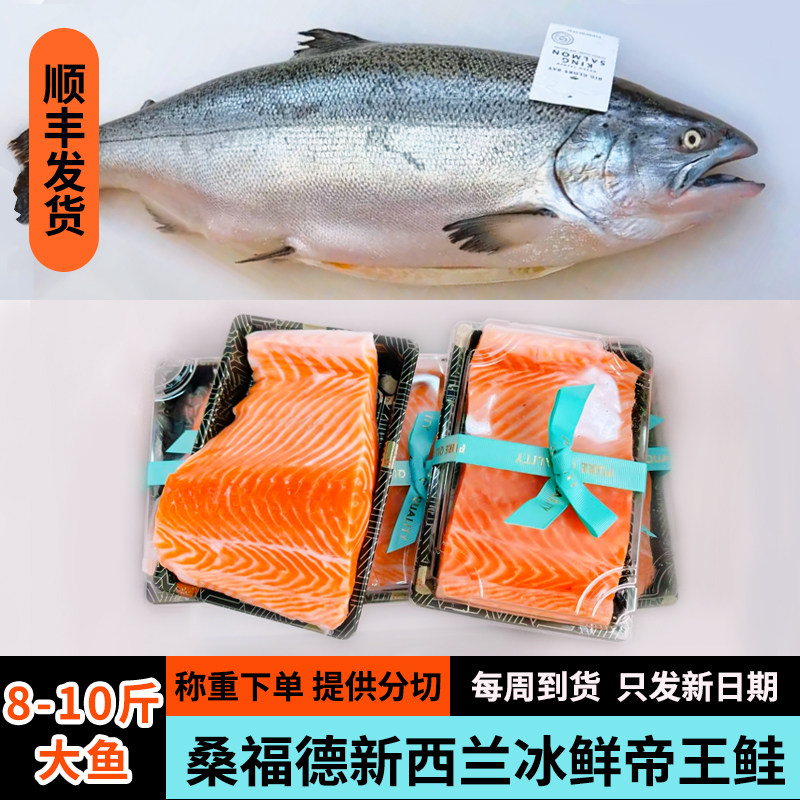 新西兰帝王鲑鱼冰鲜进口桑福德三文鱼一整条8-10斤即食刺身生鱼片图片