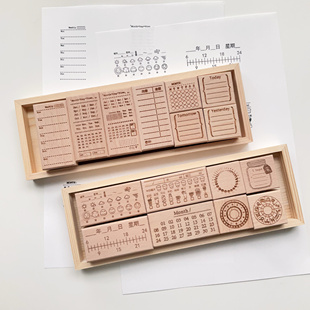 有间手帐打卡时间轴日付钟表时间印章图章手帐日记本小票据章功能