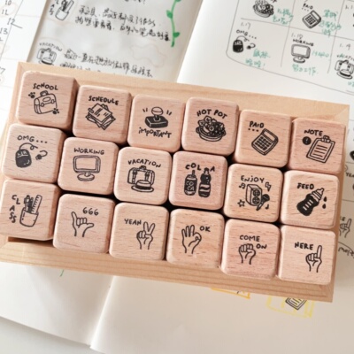 有间手账木质mini印章新品