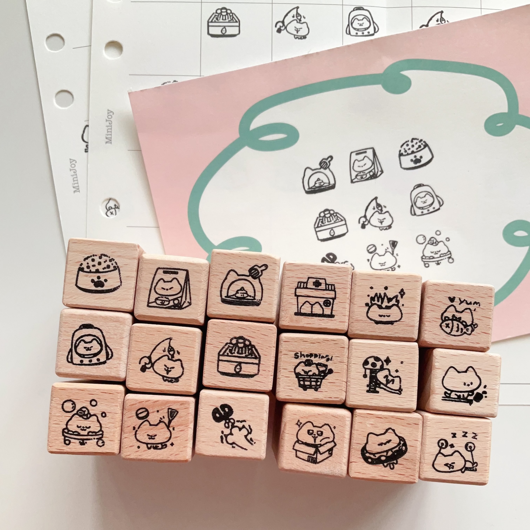 有间手账｜《铲屎官》 mini 实木印章图章手账打卡记录生活bmy