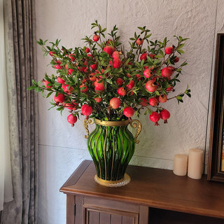 仿真花石榴果绢花室内假花玫瑰花花束餐桌花摆设客厅装饰花摆件