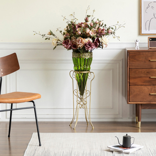 欧式创意家居落地花瓶摆件客厅插花简约透明玻璃装饰大号水培摆件