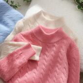 毛衣中大童羊绒衫 儿童洋气新款 男女童打底衫 加厚麻花100%纯羊毛衫