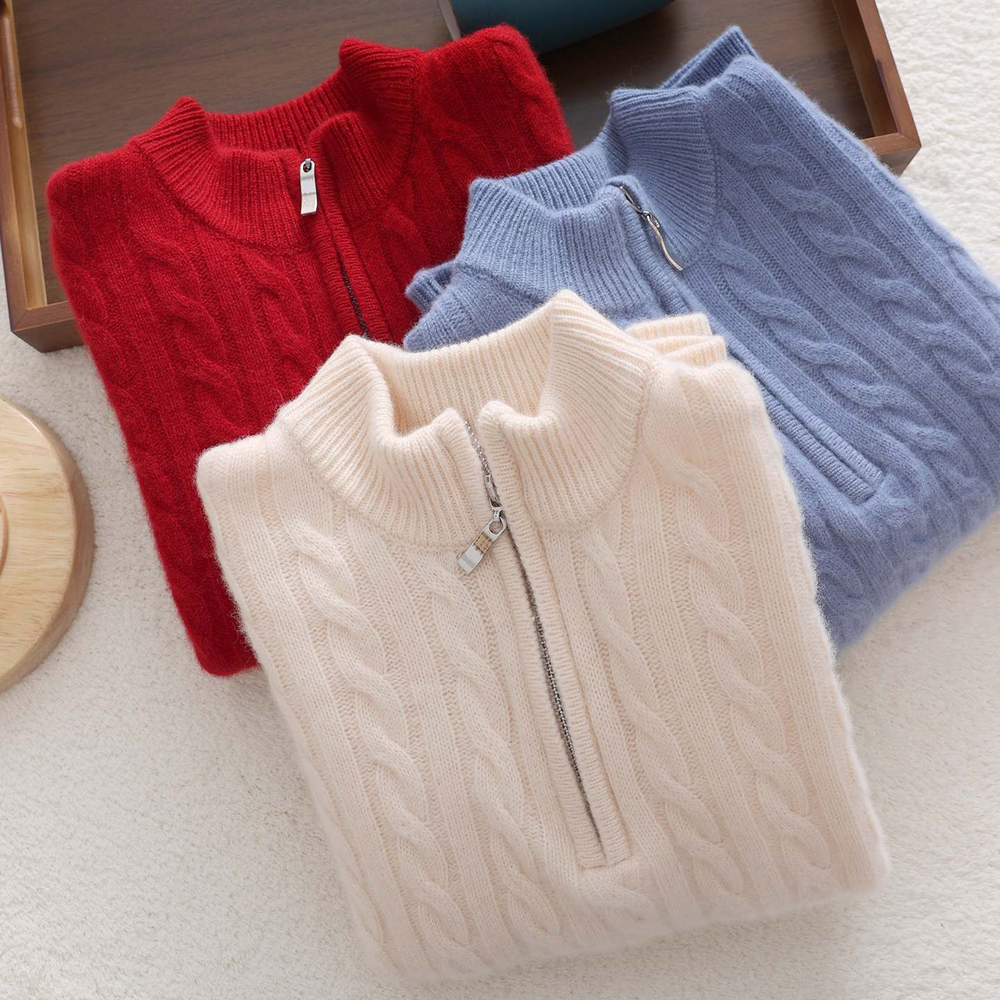加厚100%纯羊毛衫男女童半高领拉链羊绒衫中大童套头保暖毛衣外套,童装/婴儿装/亲子装,毛衣/针织衫,淘宝优惠券,粉丝福利购,淘宝优惠卷