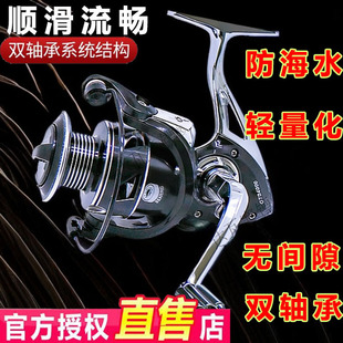 路亞輪金屬腳座雙軸承全金屬折疊把紡車輪魚線輪路亞竿輪漁輪魚線