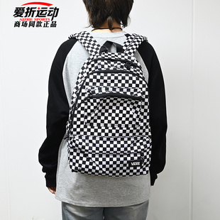 VANS 范斯秋季新款男女黑白棋盘格双肩包日常休闲背包VN000GP1DWW