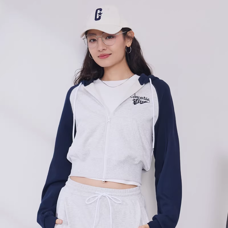 CONVERSE匡威新款时尚复古撞色连帽女卫衣休闲百搭外套WCJ448-695,运动服/休闲服装,运动茄克/外套,淘宝优惠券,粉丝福利购,淘宝优惠卷