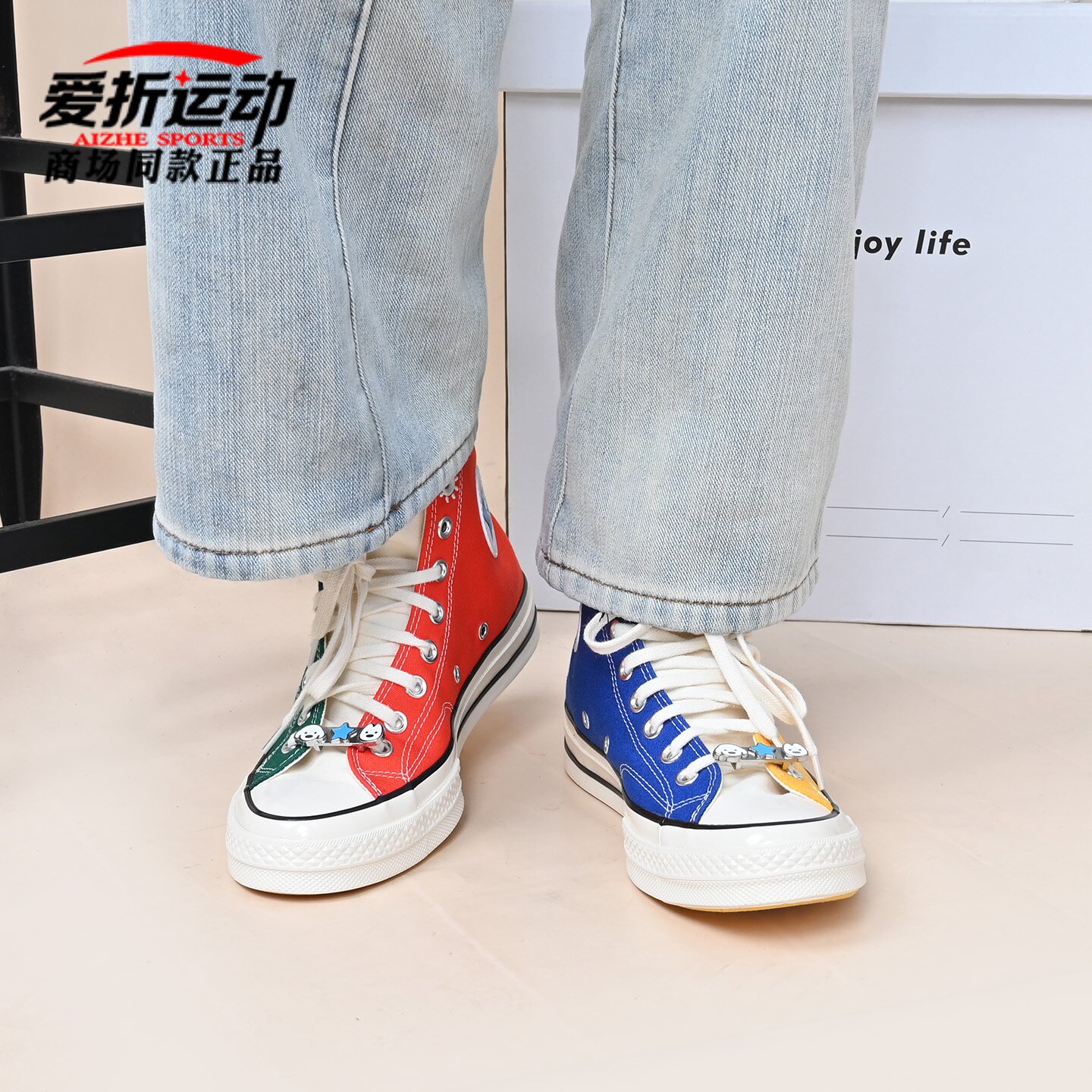 匡威Converse男女拼色高帮帆布鞋图片