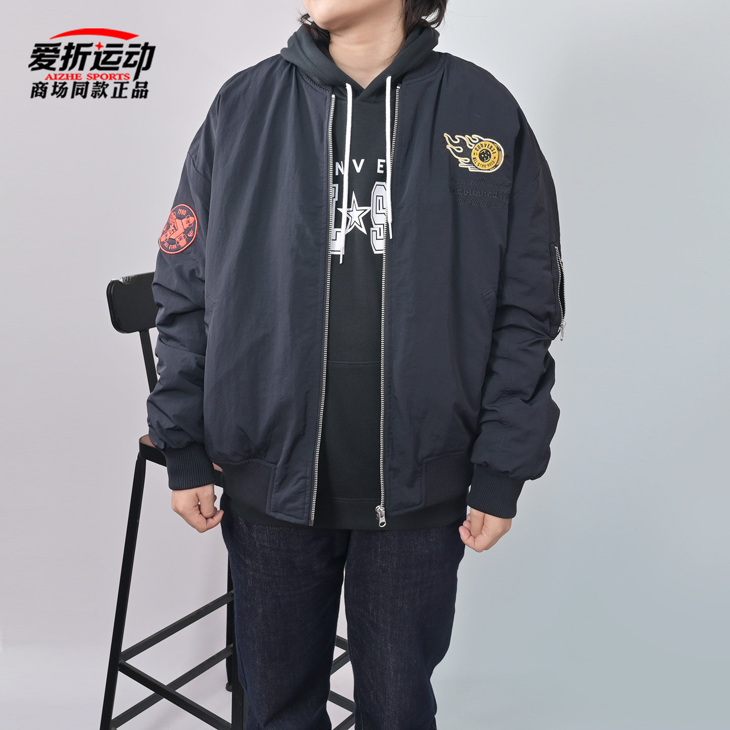匡威Converse新款新款男运动休闲棉服外套保暖夹克上衣MCJ127-023