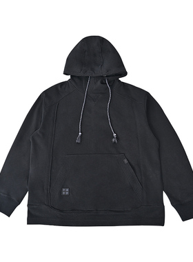 李宁LiNing新款男子黑色宽松套头衫运动休闲连帽卫衣AWDW207-2