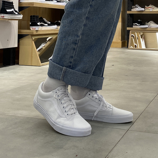 VN000D3HW00 纯白色低帮男女休闲帆布小白鞋 Vans范斯OLD SKOOL经典