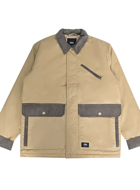 VANS范斯新款男子潮流棉夹克运动休闲翻领百搭外套VN000QNU4MG