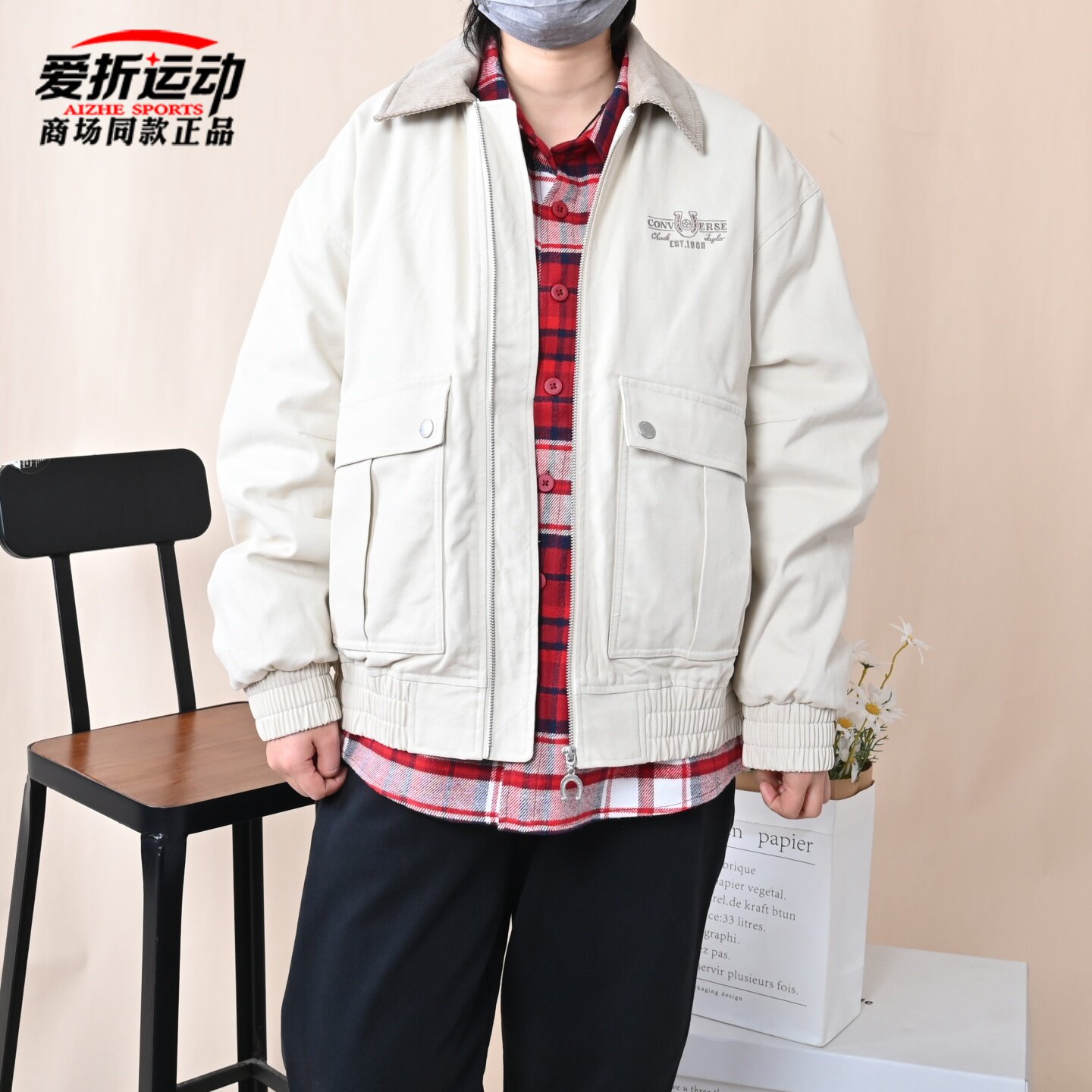 匡威Converse马年起飞系列新年刺绣翻领夹克男棉服外套MCJ394-W9F