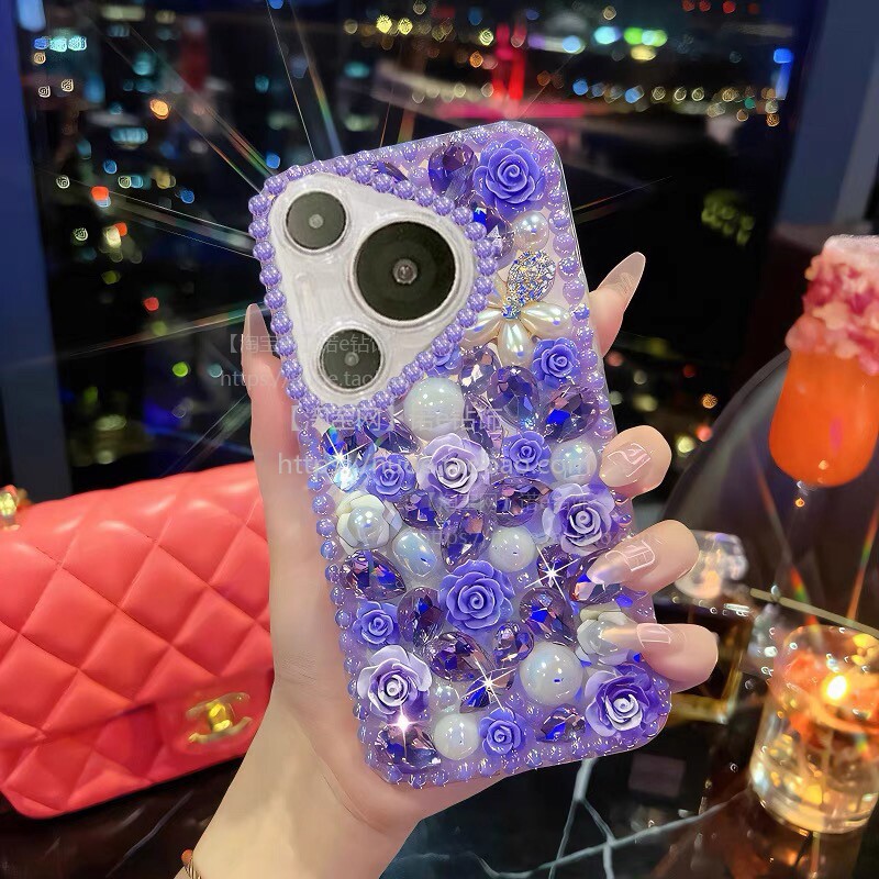 适用华为pura70pro手机壳女新款Pura70高级感满钻Ultra奢华水钻Mate70高端全包Mate60Pro防摔P60创意珍珠花朵