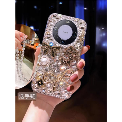 适用于华为Mate60RS非凡大师手机壳60pro蝴蝶结镶钻保时捷50rs女款40E带挂绳30软70Pro+全包防摔套