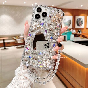 适用于iPhone16苹果15手机壳14女13奢华满钻12pro防摔14plus镜子X镶钻XS个性XR 8 7 6s 6闪钻