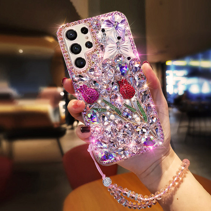 适用于三星GalaxyS25手机壳S24满钻A55女款A52三星S22潮牌A71三星M31新款A21奢华A31玫瑰花S22硅胶A23防摔A34