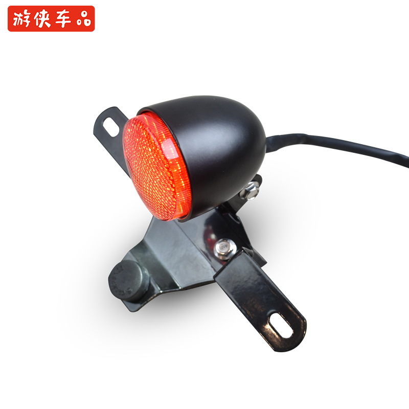 游侠黑7天俊LED后尾灯复古摩托车高亮牌照灯刹车灯铝合金欧盟认证