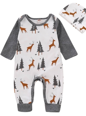 2025新款淘宝热卖3个月欧美婴童连体哈衣全棉圣诞节女长袖爬促销