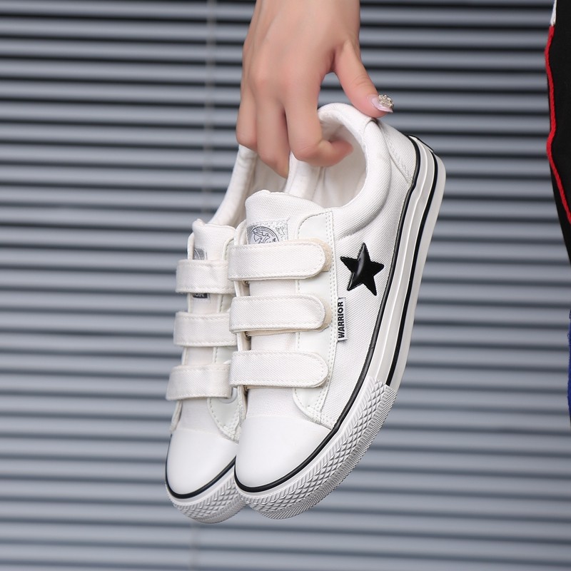 回力休闲鞋韩版潮鞋男女情侣鞋低帮鞋牛筋底防滑软底魔术贴帆布鞋