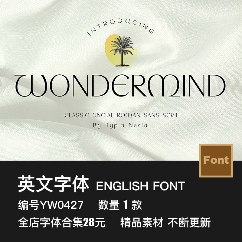 时尚优雅轻奢现代极简纤细女性杂志品牌logo化妆品广告ps英文字体