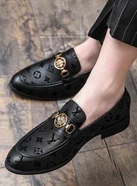 小密蜂皮鞋透气一脚蹬豆豆男鞋商务休闲鞋韩版英伦夏天青年乐福鞋