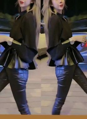 23666大爱美依缘2025秋季新款欧货洋气拼接减龄上衣修身小脚裤女