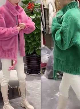 88078大爱美依缘2024冬季新款长袖立领外套女宽松小个子减龄外衣