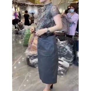 发633大爱美依缘2024春季新款两件套短袖花衫打底高腰半身裙时尚