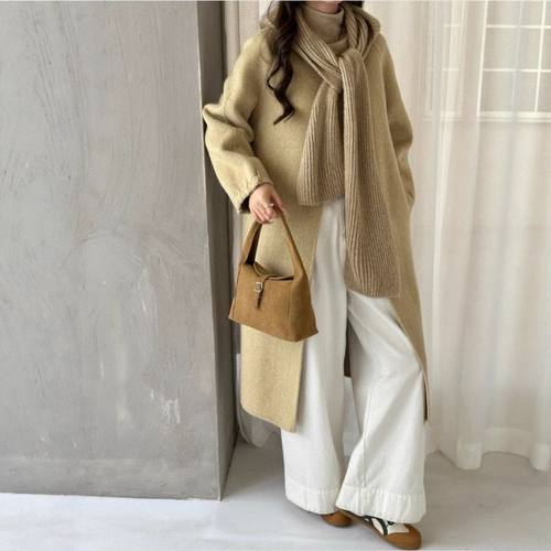 ZY5675大爱美依缘2025秋冬新款欧洲站时尚围巾减龄慵懒风毛呢外套