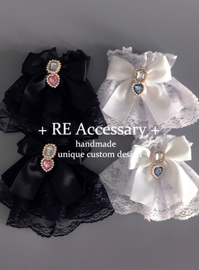 RE手作Y2K蝴蝶结蕾丝手袖 亚文化病可爱手作饰品手环lolita哥特暗