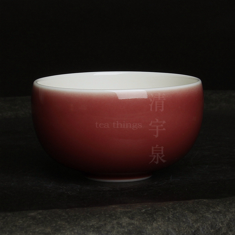 台湾蔡晓芳主人杯 单色釉 桃红茶杯