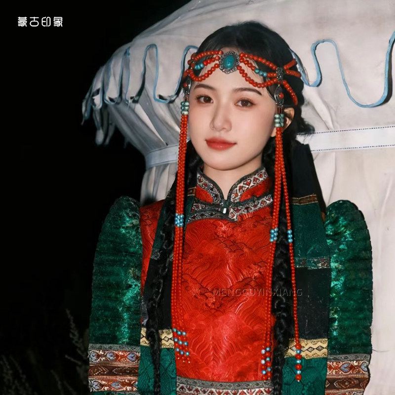 蒙古族头饰发饰发带民族风演出旅拍配饰新娘饰品女日常百搭长款