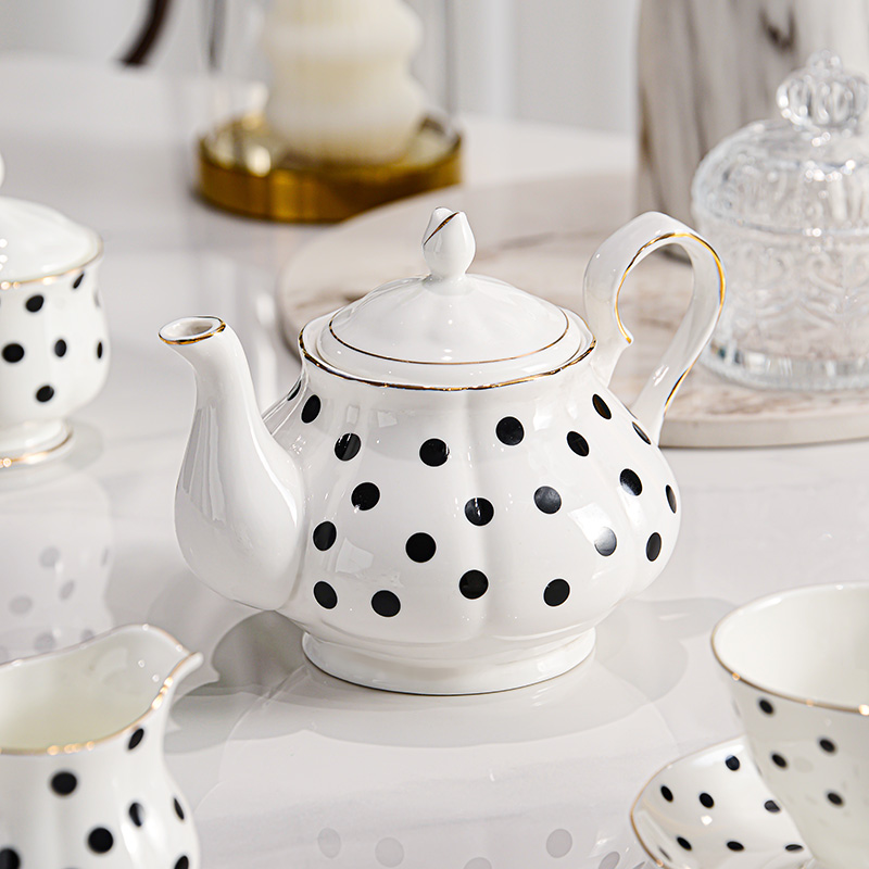 金边欧式骨瓷单个红茶壶