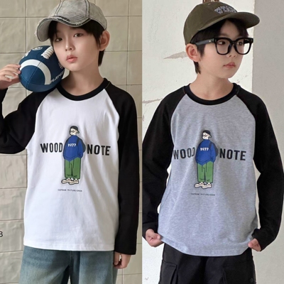 卡芙恰恰童装2025秋装新男童女童插肩袖卡通长袖T恤儿童打底5647