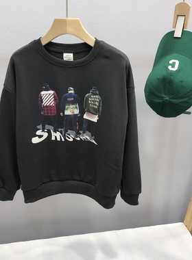 卡芙恰恰童装秋装新品儿童卫衣男童时尚灰色毛圈卫衣3338