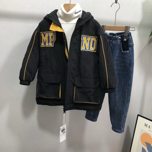 冲锋衣棉服冬季 中长款 新男童夹棉外套3735 儿童工装 牛哆哆童装