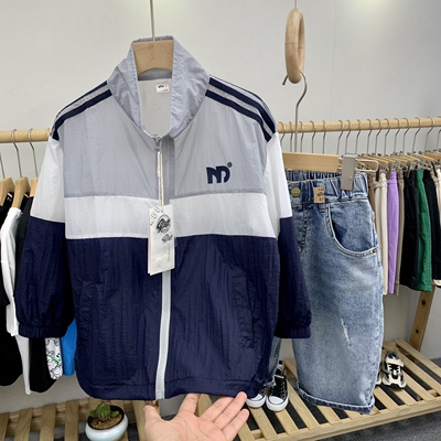 牛哆哆夏季新款男童女童字母印花立领防晒衣轻薄空调服77510