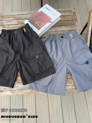 牛哆哆童装2025夏装新款儿童个性口袋男童工装裤中裤休闲裤99268