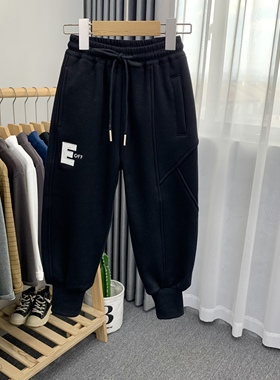 木瓜汁童装23冬新款儿童一体绒运动裤男女童休闲卫裤卫裤33531