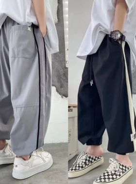 爱木橦夏装新款童装男女同款冰丝面膜裤中大童 可亲子6625