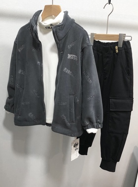 牛哆哆秋冬新款儿童时尚摇粒绒拉链衫韩版男女童外套潮67713