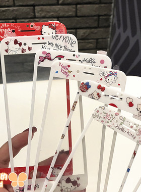 kitty适用苹果6s/7/8卡通粉白凯蒂猫钢化玻璃贴膜iPhone6/7/8plus全屏手机彩膜SE2女