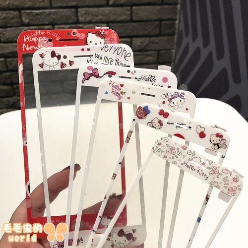 苹果钢化玻璃凯蒂猫KT手机彩膜